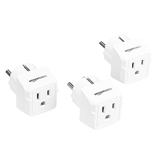 Amazon Basics 3-Pack Travel Plug Adapter Type E/F, Europe - France, Germany, Greece, Hungary, Iceland, the Netherlands, 