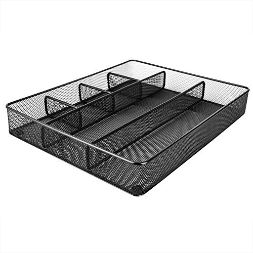 Amazon Basics Desk Drawer Organizer for Office and Home, Metal Mesh, Anti-Slip, 6 Compartments, BlackFenge Dual Monitor