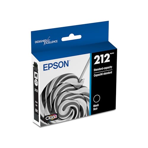 EPSON 212 Claria Ink Standard Capacity Black Cartridge (T212120-S) Works with WorkForce WF-2830, WF-2850, Expression XP-4100, XP-4105