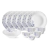 Larah by Borosil Silk Series Opalware Dinner Set 19 Pieces for Family of 6