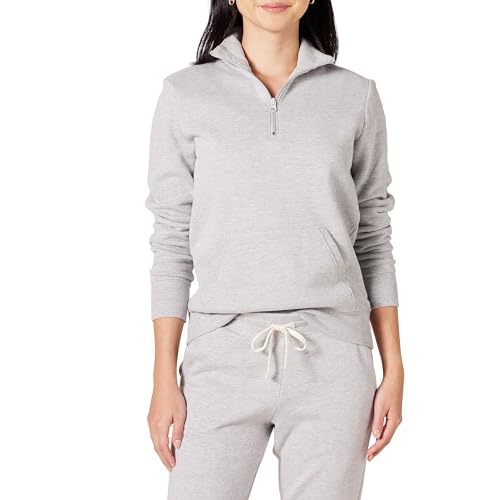 Amazon Essentials Women's Long-Sleeve Fleece Quarter-Zip Top (Available in Plus Size), Light Grey Heather, X-Small