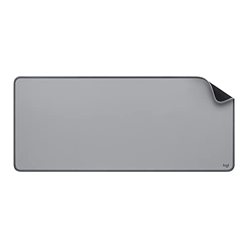 (-46%) Logitech Desk Mat - Studio Series, Multifunktionale große Unterlage, Erweiterte Mausmatte, Anti-Rutsch-Gummiboden, Spritzwassergeschützt, Langlebig - Grau
