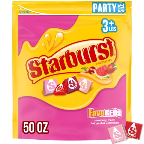 STARBURST Fruit Chews Candy - FaveREDS STARBURST Candy Bulk Individually Wrapped, Party Size Bag, 50 oz, Pack of 1