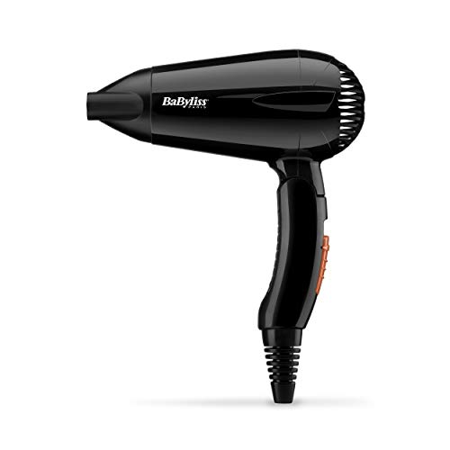 (-43%) BaByliss Haartrockner Travel Folding – Leichter und leistungsstarker 2000W Föhn, Universalspannung, weltweit einsetzbar, 2 Temperatur-/Geschwindigkeitsstufen, Schwarz/Orange, 5334E