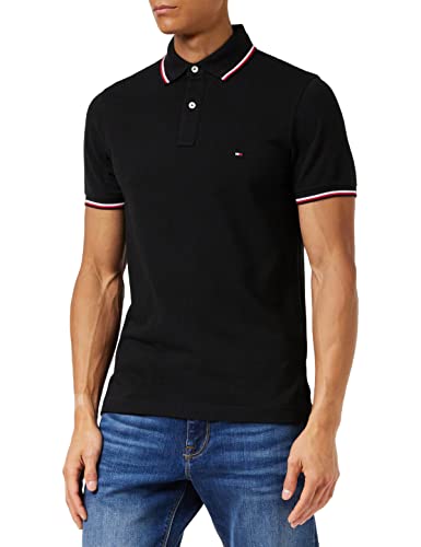 (-24%) Tommy Hilfiger Herren Poloshirt Kurzarm Core Tommy Tipped Slim Fit, Schwarz (Black), XS