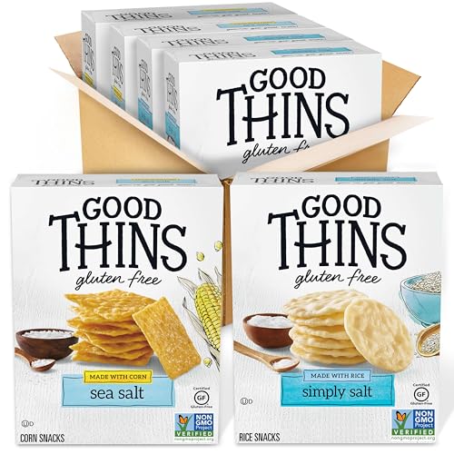 GOOD THINS Rice & Corn Snacks Gluten Free Crackers Variety Pack, Bulk Snack Crackers, 4 Boxes