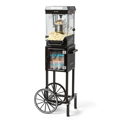 Nostalgia Popcorn Maker Machine - Professional Cart With 2.5 Oz Kettle Makes Up to 10 Cups - Vintage Popcorn Machine Mov