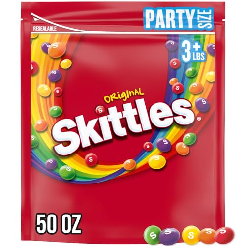 SKITTLES Original Summer Chewy Candy, Party Size, 50 Oz Resealable Bulk Candy Bag