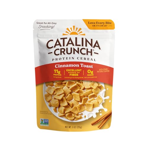 Catalina Crunch Protein Cereal | Sugar Free Breakfast Cereal with 11g of Protein | Gluten Free, Keto Friendly | Cinnamon Toast - 9 oz. Bag (Pack of 1)
