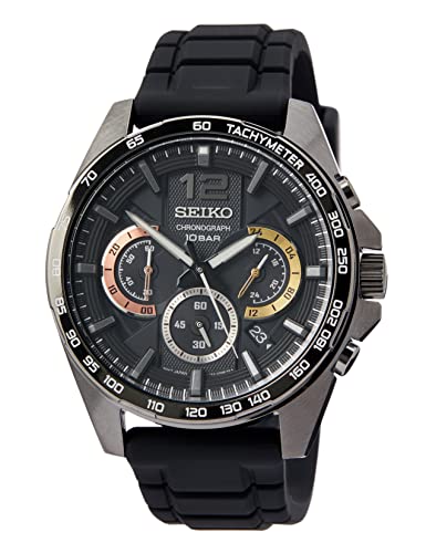 (-21%) Seiko Herren-Uhr Quarz Edelstahl mit Silikonband SSB349P1, Schwarz