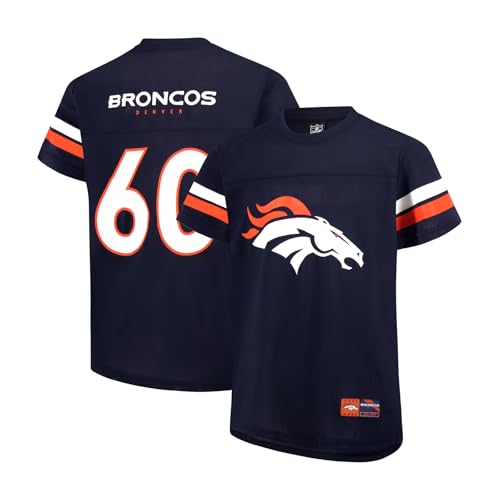 Ultra Game NFL Official Youth Super Soft Game Day Mesh Jersey Shirt, Denver Broncos, Team Color, 14-16