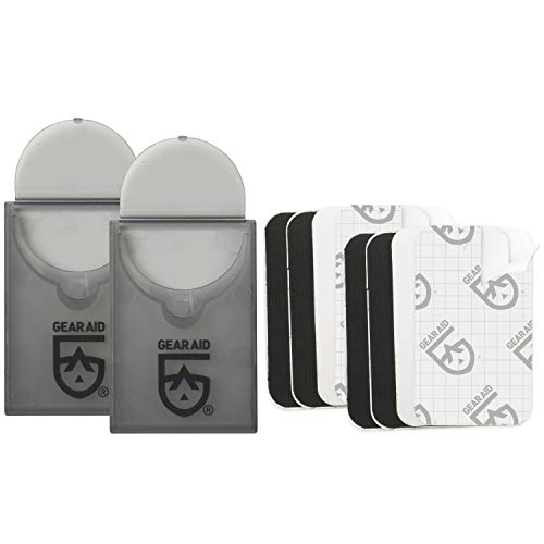 GEAR AID Tenacious Tape Mini Patches with Peel-and-Stick Adhesive to Fix Holes and Tears in Winter Gear, Down Puffer Jackets, Sleeping Bags, Tents, and Rain Gear, Black and Clear, 2 Pack
