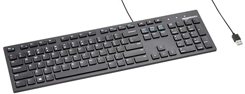 Amazon Basics Wired QWERTY Keyboard, Full-Sized, Black
