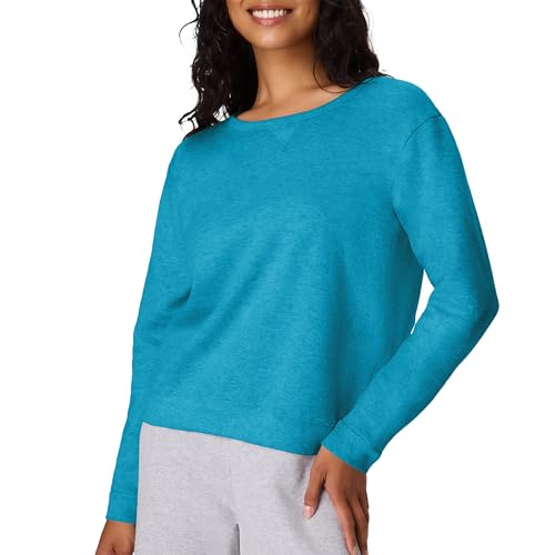Hanes Women's EcoSmart Crewneck Sweatshirt, Bold Blue Heather, 2X Large