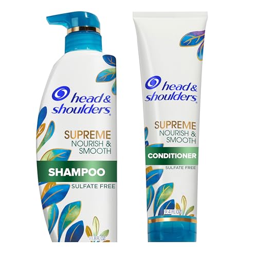 Head & Shoulders Supreme Anti Dandruff Shampoo and Conditioner Set, Sulfate Free, Argan & Jojoba Oil, For Dry Scalp, Nourishes & Smooths, Safe for Color Treated Hair, 11.8 & 9.4 Fl Oz