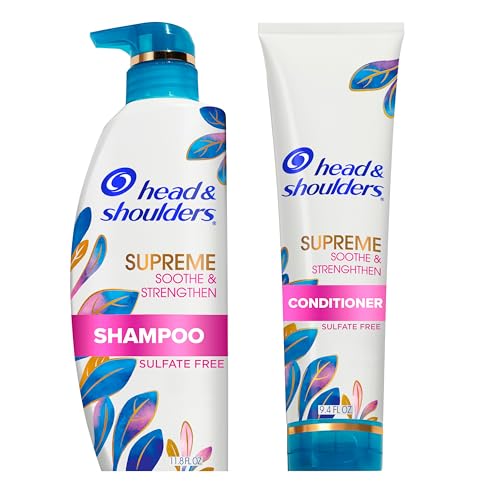 Head & Shoulders Supreme Sulfate Free Shampoo and Conditioner Set for Dry Scalp and Dandruff Treatment, Soothe and Strengthen with Argan Oil and Rose Essence, 21.2 Fl Oz