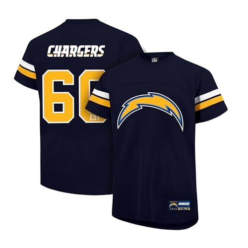 Ultra Game NFL Official Youth Super Soft Game Day Mesh Jersey Shirt, Los Angeles Chargers, Team Color, 18-20