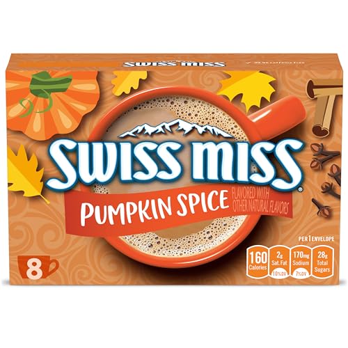Swiss Miss Pumpkin Spice Flavored Hot Cocoa Mix, Halloween Hot Cocoa, 1.38 oz., 8-Count Envelopes