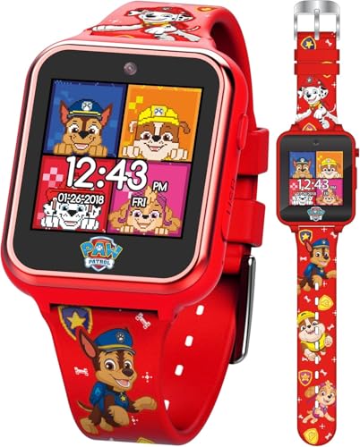 Nickelodeon PAW Patrol Kids Smartwatch with Selfie Camera Video Recorder Games Stopwatch Alarm Step Calorie Counter Red Silicone Strap Touchscreen Watch Fits 5.5"-8" Wrists