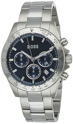 (-40%) BOSS Chronograph Quarz Uhr für Herren mit Silbernes Edelstahlarmband - 1513755
