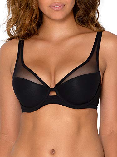 Smart & Sexy Women's Plunge Bra, Black Hue (Mesh), 34DDD