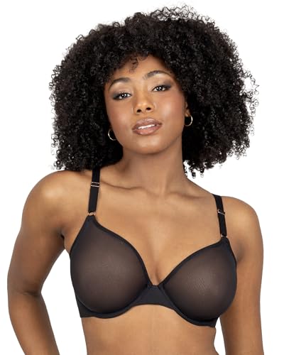 Smart & Sexy womens Sheer Mesh Underwire Demi Bra, Black Hue (Mesh), 36C US