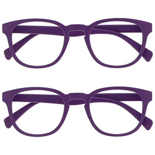 OPULIZE POP Reading Glasses for Women Men,Scratch Resistant Round Matt Frame with Spring Hinges, Purple +1.00
