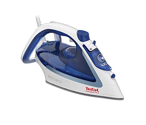 (-35%) Tefal Easygliss Dampfbügeleisen, 2500 Watt, Dampfstoß 220 g/Min., Tankfüllmenge 270 ml, Durilium Airglide Bügelsohle, schnelle Aufheizzeit, XL Nachfüllöffnung des Wassertanks, blau/weiß, FV5736