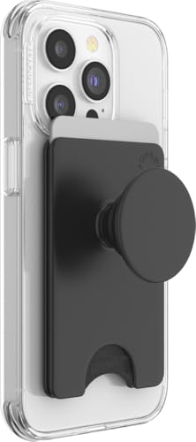 PopSockets Phone Wallet with Expanding Kickstand, Phone Card Holder - Black