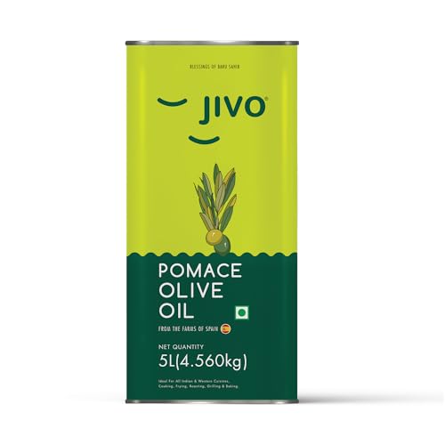 Jivo Pomace Olive Oil 5 Litre Tin for Everyday Cooking | Imported From Spain | Recommended for roasting, frying, and baking all types of cuisines | Ri