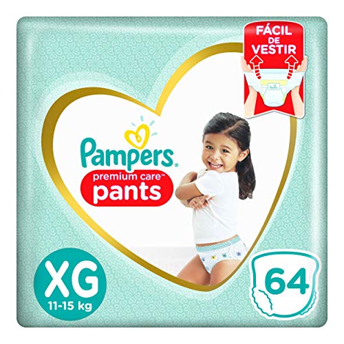 Fralda Pampers Premium Care Pants Tamanho XG, Fácil de Vestir, 64 Unidades