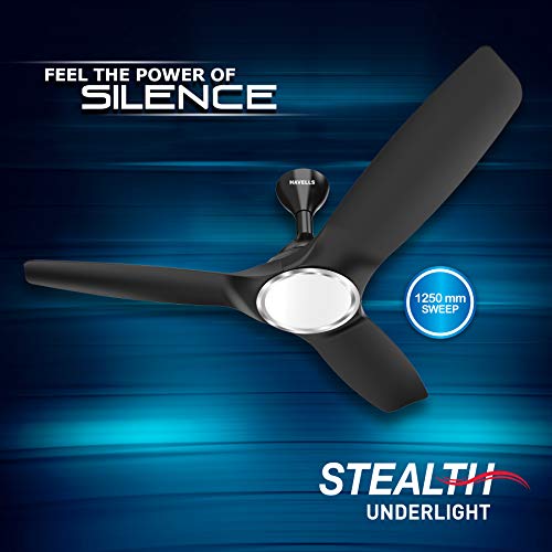 Havells 1250mm Stealth Underlight BLDC Ceiling Fan | Remote Controlled, High Air Delivery Fan | 5 Star Rated, Upto 60% Energy Saving, 2 Year Brand War