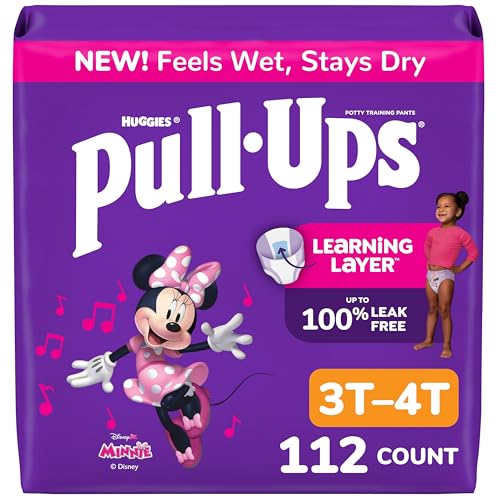 Pull-Ups Girls' Potty Training Pants, Size 3T-4T Training Underwear (32-40 lbs), 112 Count (4 Packs of 28)