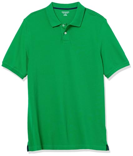 Amazon Essentials Men's Regular-Fit Cotton Pique Polo Shirt (Available in Big & Tall), Green, Large
