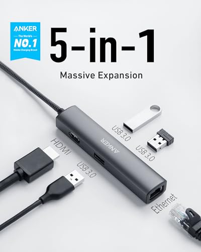 Anker 5-in-1 USB-C Adapter Slim Profile A svelte USB-C hub adapter that offers excellent expansion