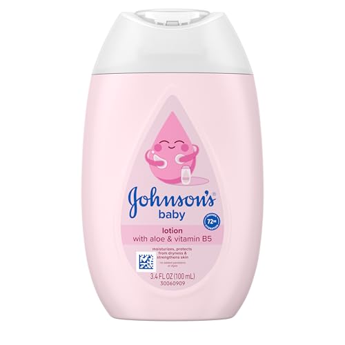 Johnson's Moisturizing Mild Pink Baby Lotion with Coconut Oil for Delicate Baby Skin, Dye-Free, Hypoallergenic & Dermatologist-Tested, Baby Skin Care, 3.4 fl. oz