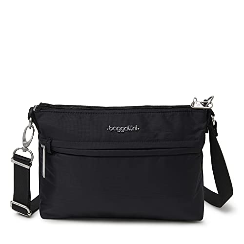 Baggallini Securtex Anti-theft Memento Crossbody Bag, 9.7"x7" Travel Purse with Locking Zipper, Lightweight Water-Resistant