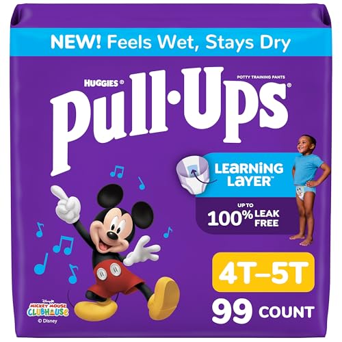 Pull-Ups Boys' Potty Training Pants, Size 4T-5T Training Underwear (38-50 lbs), 99 Count (3 Packs of 33), Packaging May Vary