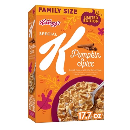 Special K Breakfast Cereal, 11 Vitamins and Minerals, Anytime Snacks, Family Size, Pumpkin Spice, 17.7oz Box (1 Box)