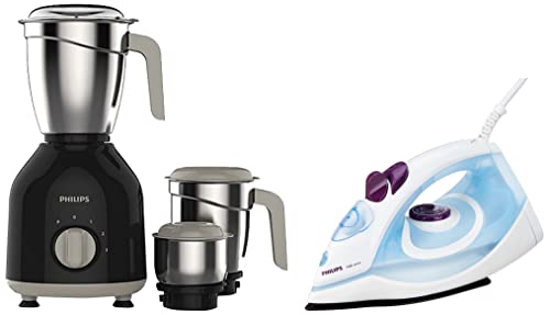 PHILIPS Hl7756/00 750-Watt Mixer Grinder + Philips Gc1905 1440-Watt Steam Iron, Black