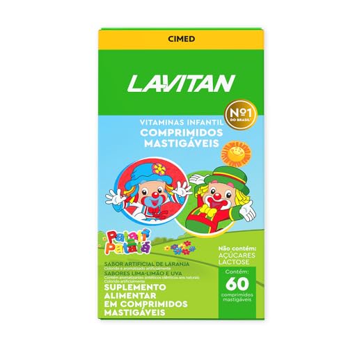Vitamina Infantil Mastigável Tutti Frutti, Uva+Limão, Lavitan, 60 cápsulas