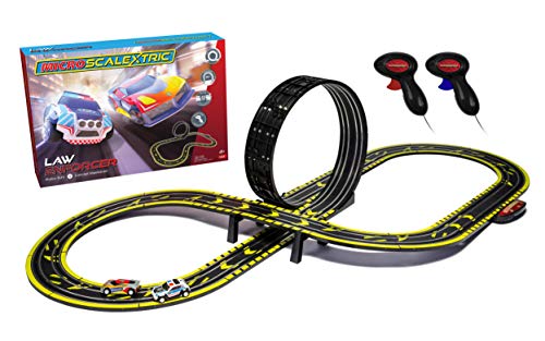 Scalextric Micro Car Race Track Sets for Kids Age 4+ - Law Enforcer Racing Construction Set, Mains Powered Electric Car Track, Slot Cars Kids' Play Vehicles - Mini Racing Toys for Boys