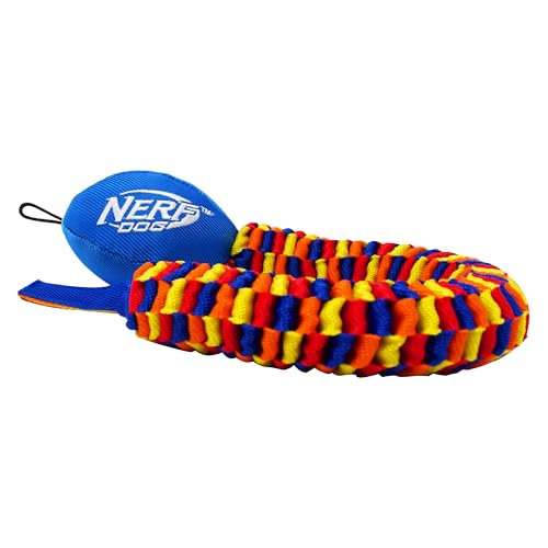 Nerf Dog Rainbow Vortex Chain Tug Dog Toy, Lightweight, Durable and Water Resistant, 19 Inches, For Medium/Large Breeds, Single Unit, Rainbow Colored