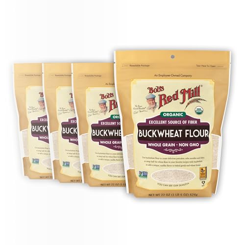 Bob's Red Mill Organic Buckwheat Flour, 22oz (Pack of 4) - Non GMO, Whole Grain, Vegan, Kosher
