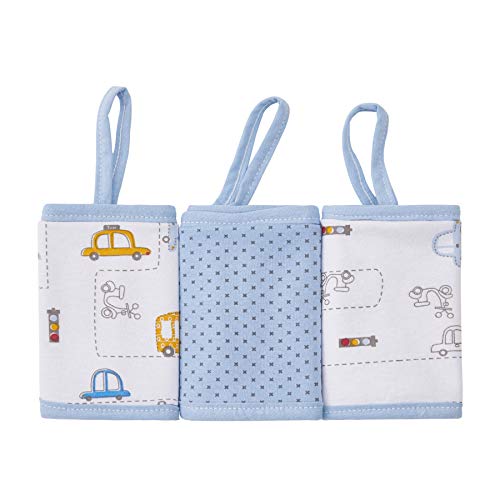 Kit 3 Paninhos de Boca Papi Malha com Prendedor de Chupeta 28cm x 28cm, Azul