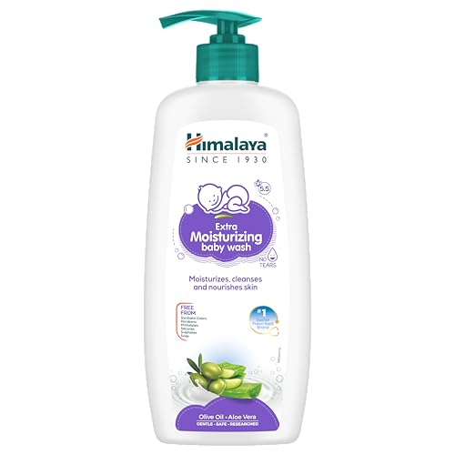 Himalaya Extra Moisturizing Baby Wash 400ml with Olive Oil, Aloevera, Milk | pH 5.5 | No.1 Doctor Recommended Brand | 100% Soap Free Cleanser for Dry 