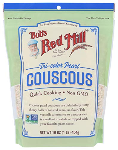 Bob's Red Mill Tri-Color Pearl Couscous, Quick Cooking - 1 Pound (Pack of 1) - Non-GMO, Vegan, Israeli Couscous - Non GMO, Vegan, Israeli Couscous, Kosher