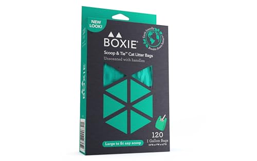 Boxie® Sustainable Scoop & Tie™ Bags for Pet Waste, Boxiecat- 120 Count (Pack of 1)