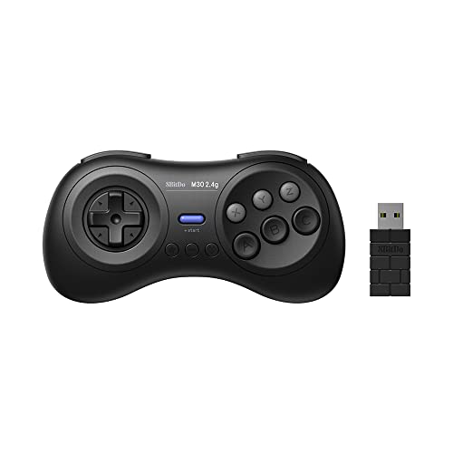 8Bitdo M30 2.4G Wireless Gamepad for Sega Genesis Mini and Mega Drive Mini and Switch with 6-Button Layout (Black)