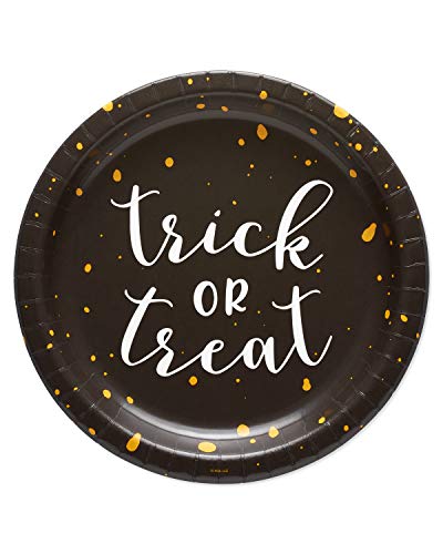 American Greetings Halloween Paper Dinner Plates (36-Count, 9 in. Round) Black and White Trick-or-Treat Disposable Plates, Halloween Party Supplies